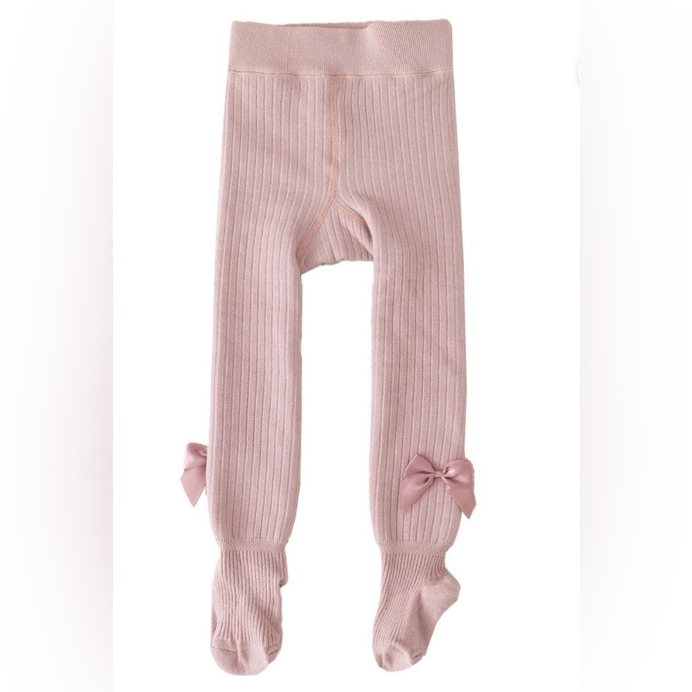 Little Girl’s Winter Tights Opaque Pink Elastic Warm Tights Full Length Sz Small